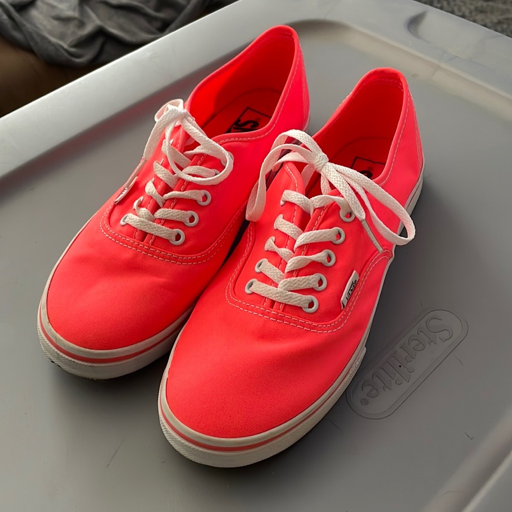 Vans Neon Pink Lace Up Canvas Shoes Size 8